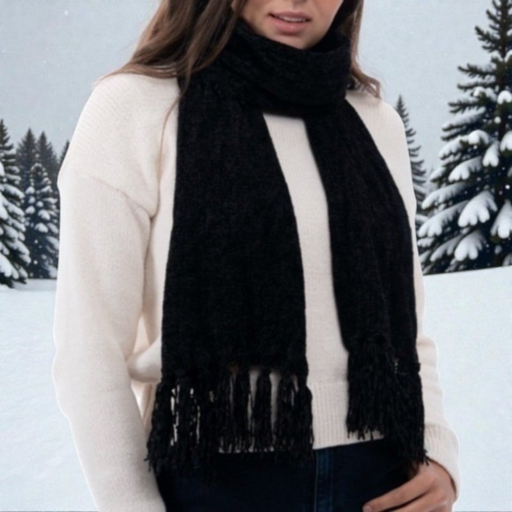 Style & Co Women's Fringe-Trim Poly Chenille Scarf, 68"L x 13"W Fringe trim
